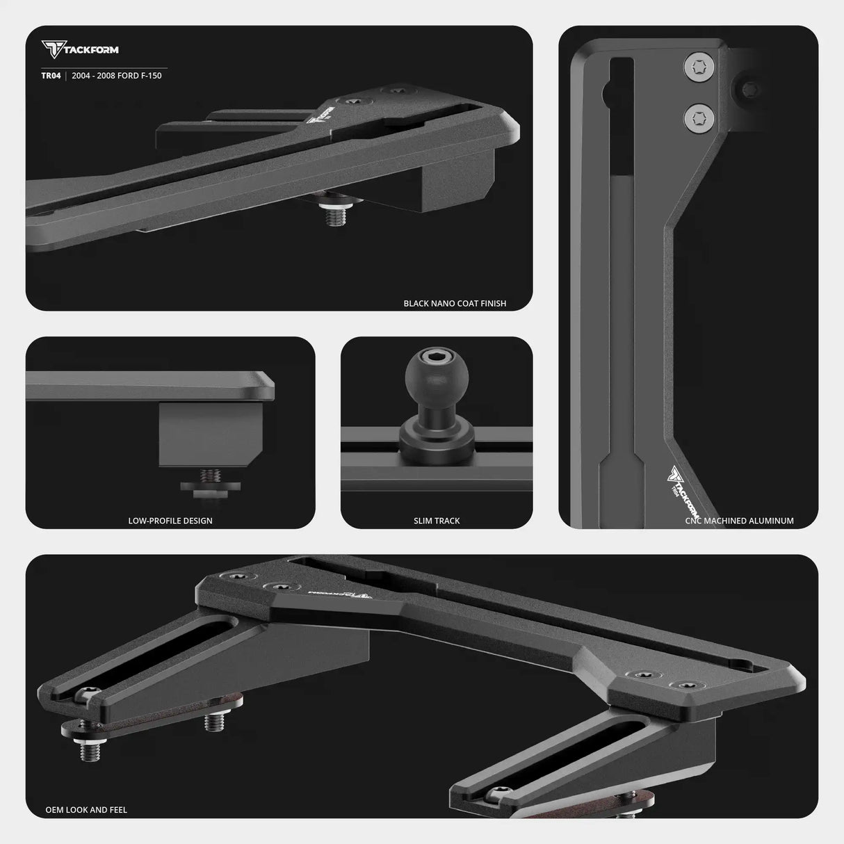 2004-2008 Ford F-150 Tackform Slim Track Dash Bracket