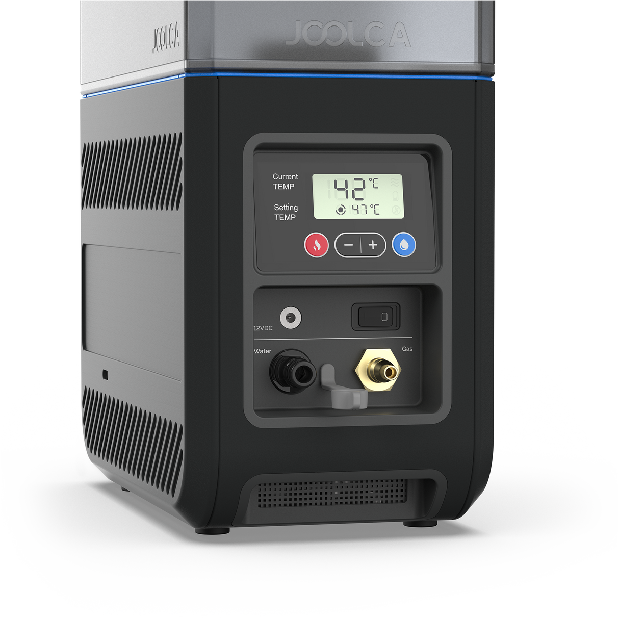 Joolca HOTTAP Go digital temperature display and propane water connections
