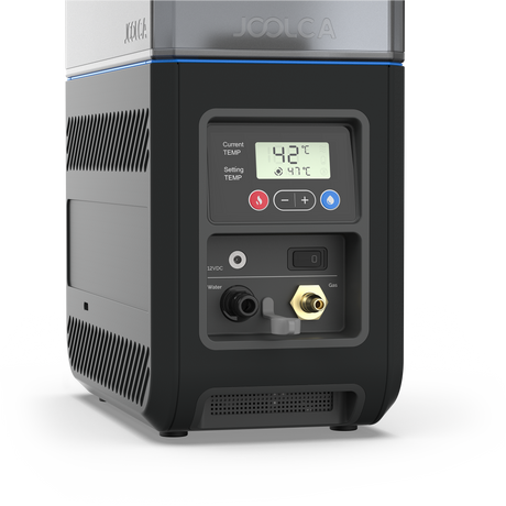 Joolca HOTTAP Go digital temperature display and propane water connections