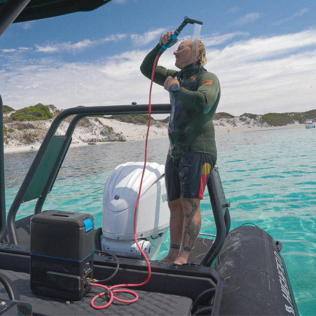 Joolca HOTTAP Go portable hot shower for beach camping and boat trips