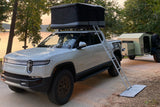 James Baroud Evasion rooftop tent mounted on electric overland truck