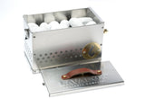 Reserve yours now! Hekla Combo: 304 Stainless Steel LavaBox, Stand/Grill, and Carry Bag