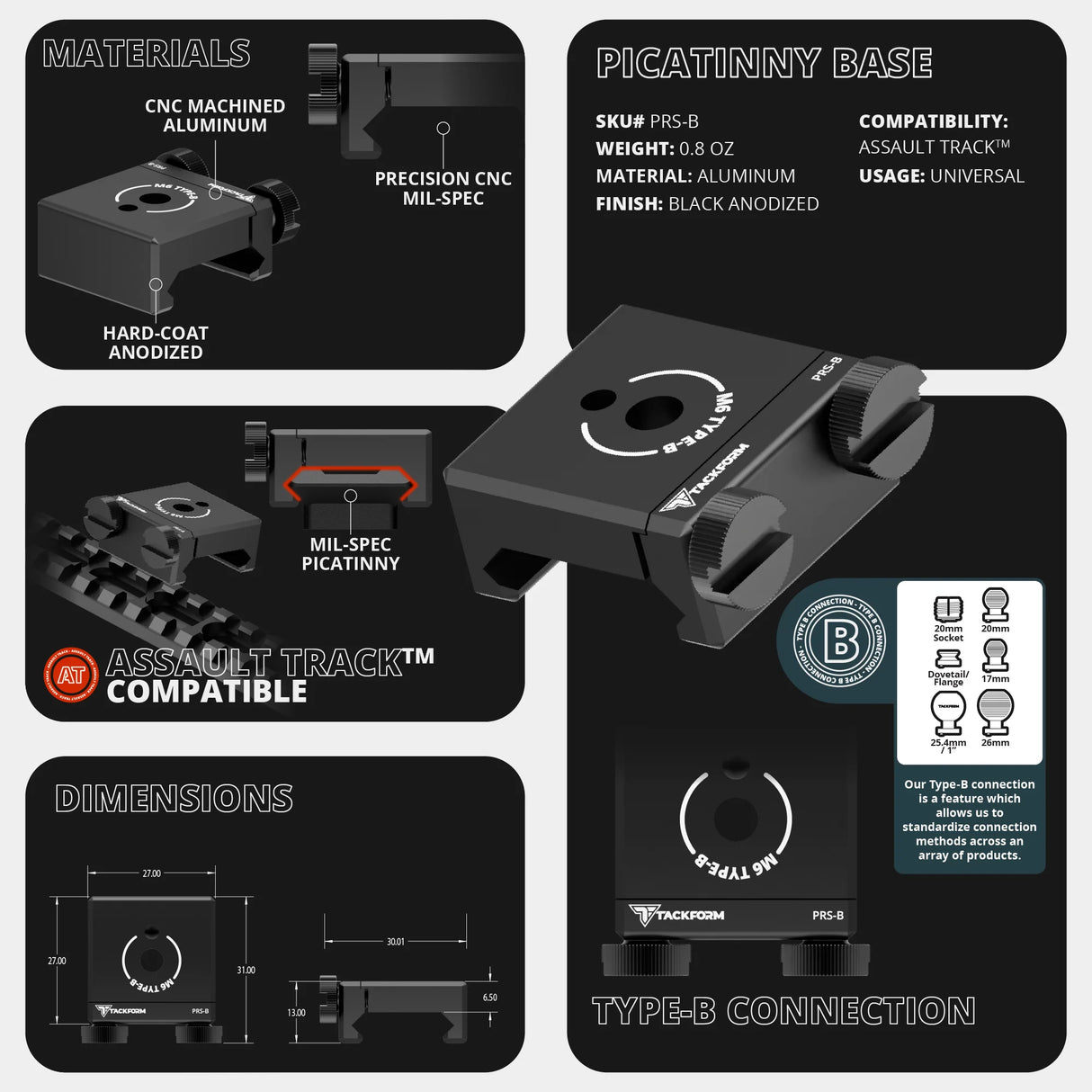 2024+ Ford F-150 (See Compatibility Info For Specific Year/Trim Fitment Details) Tackform Assault Track Picatinny Dash Bracket With MagSafe Phone Mount and Magnetic Radar Detector Holder | Telescoping Arm
