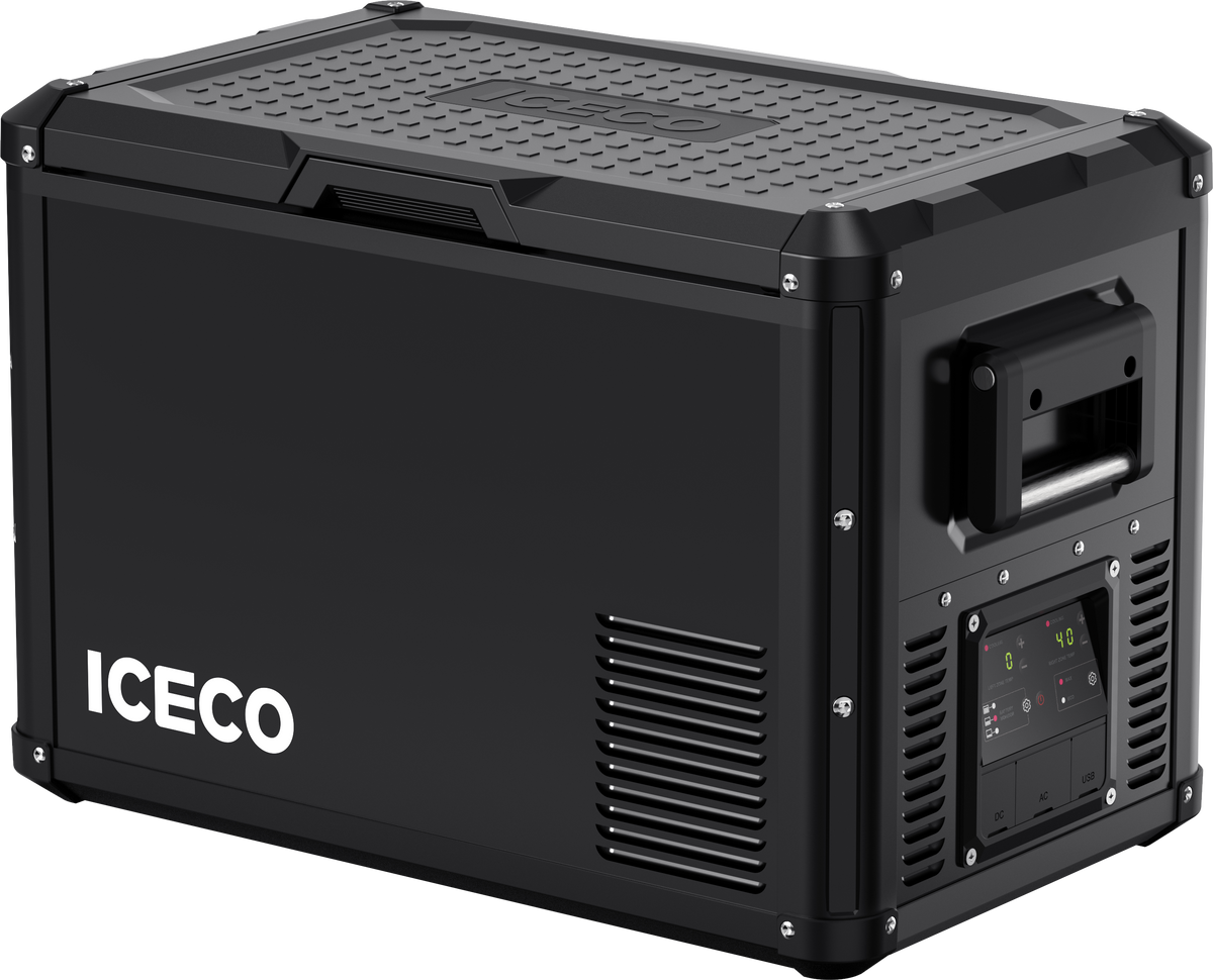 ICECO VL45ProD dual zone 12V portable fridge freezer black for overlanding camping RV and truck builds