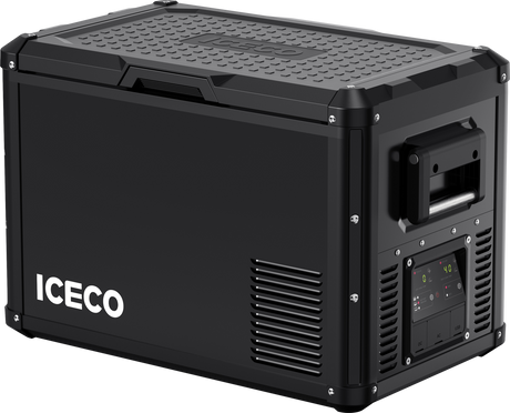 ICECO VL45ProD dual zone 12V portable fridge freezer black for overlanding camping RV and truck builds