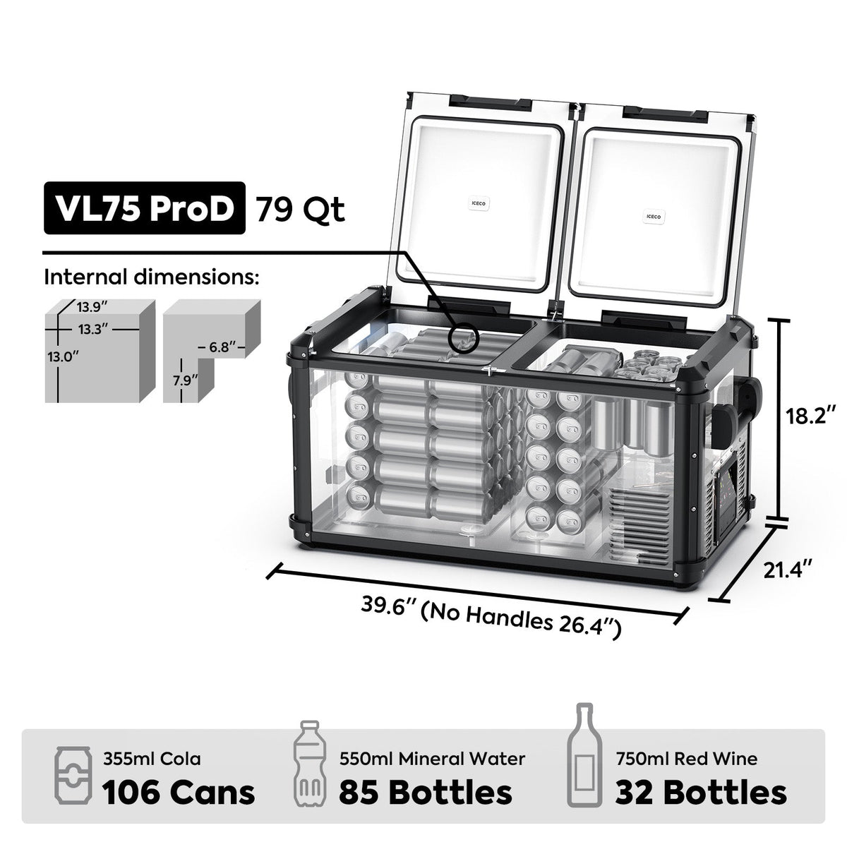 VL75ProD (Gen II) Dual Zone Portable Freezer | ICECO | 75L