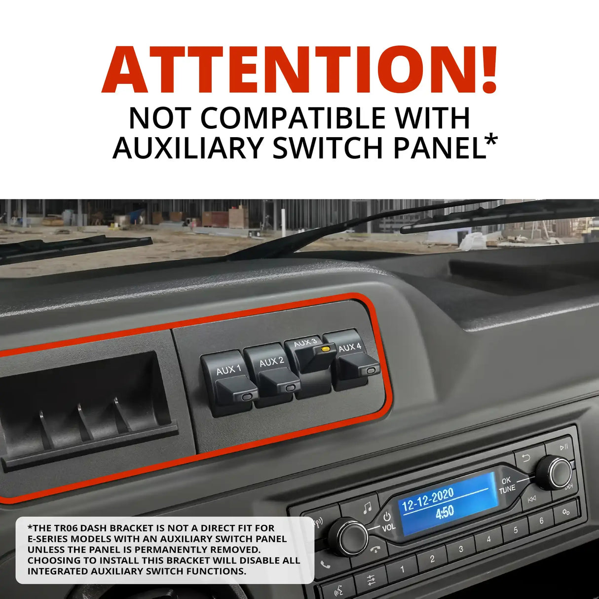 2009-2026 Ford E-Series Tackform Slim Track Dash Bracket With 20LITE Phone & Midland MXT275/575 Magnetic CB Radio Mounts