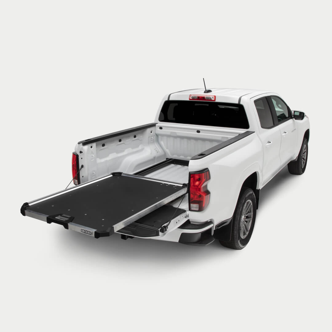 DECKED CargoGlide sliding truck bed platform for 2024+ Toyota Tacoma 5'1" overland build