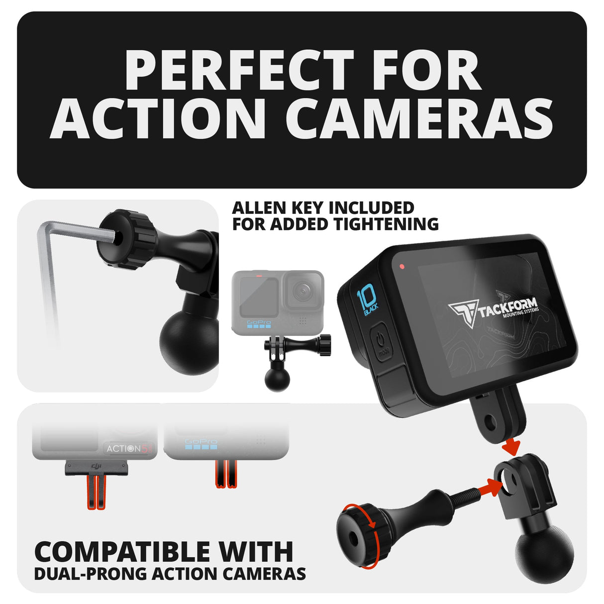 LINK™ GoPro Mount | Accessory Ready Dash and Grab Handle Compatible | 2021+ Ford Bronco | 3.5" Arm