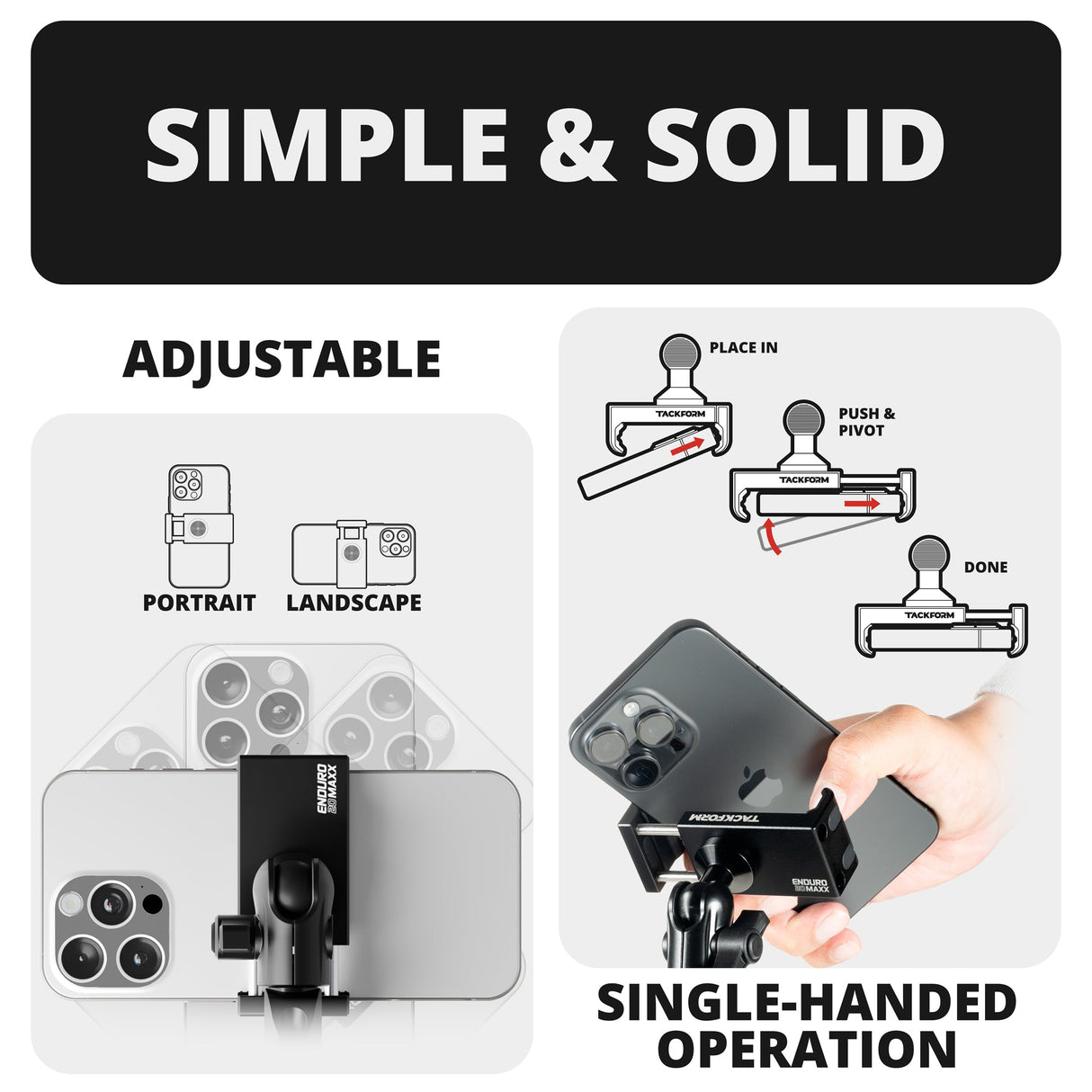 2021 - 2024 Ford Bronco SPORT Tackform Slim Track Dash Bracket With 20LITE Phone Mount