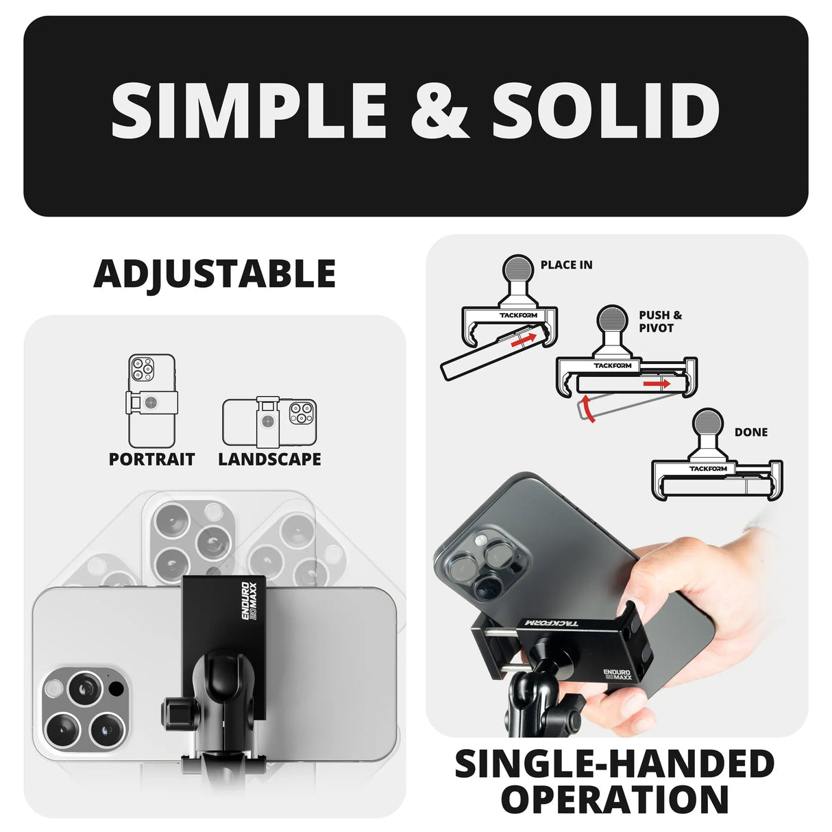 2022 Ford Super Duty (Compatible With 12” Screen ONLY) Tackform Assault Track Picatinny Dash Bracket With 20LITE Phone Mount
