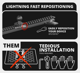 2010-2024 Toyota 4Runner Tackform Assault Track Picatinny Dash Bracket With MagSafe Phone, CB Radio Microphone, and GoPro/Action Cam Holders