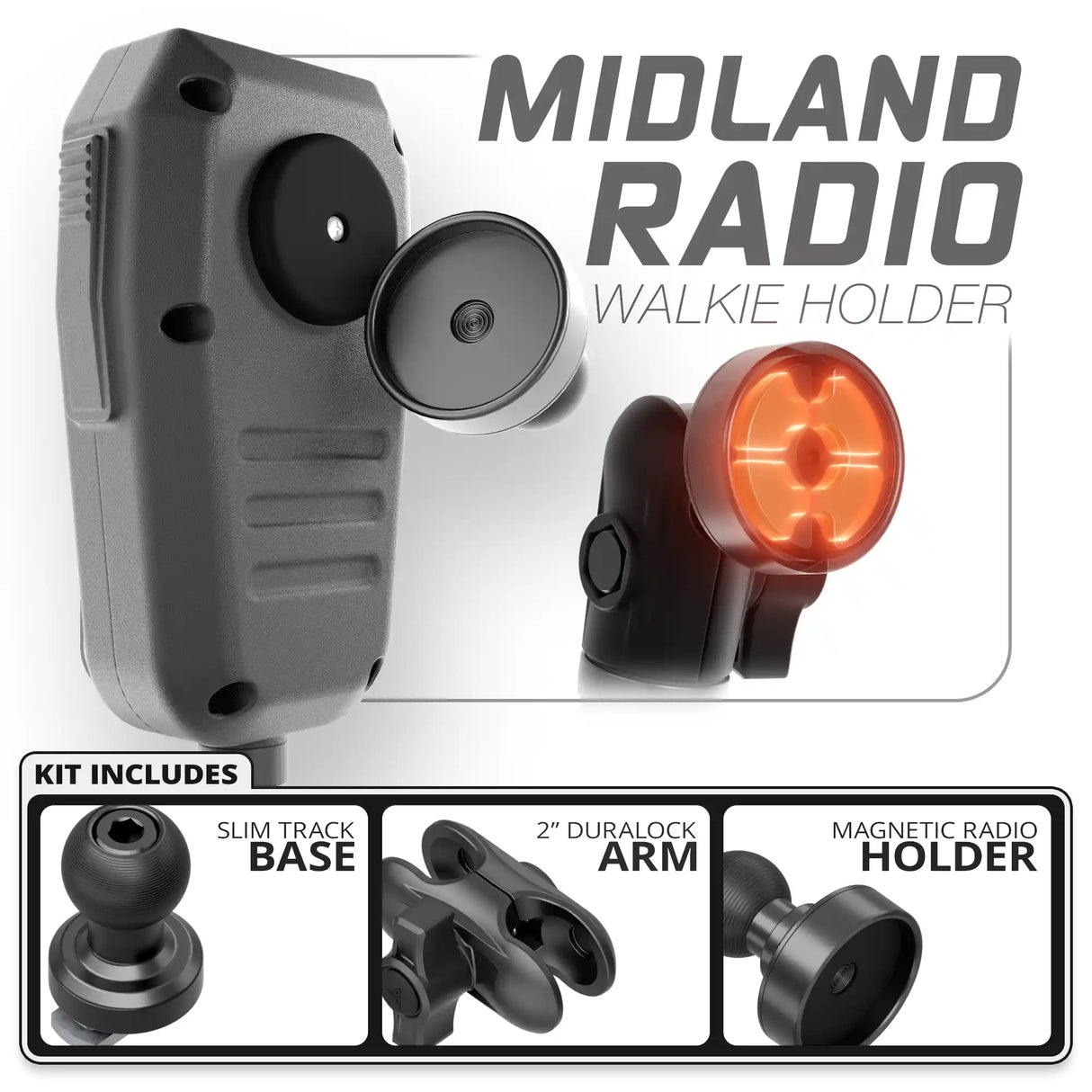 Midland MXT275 & MXT575 | Slim Track Base | 2" DuraLock Arm