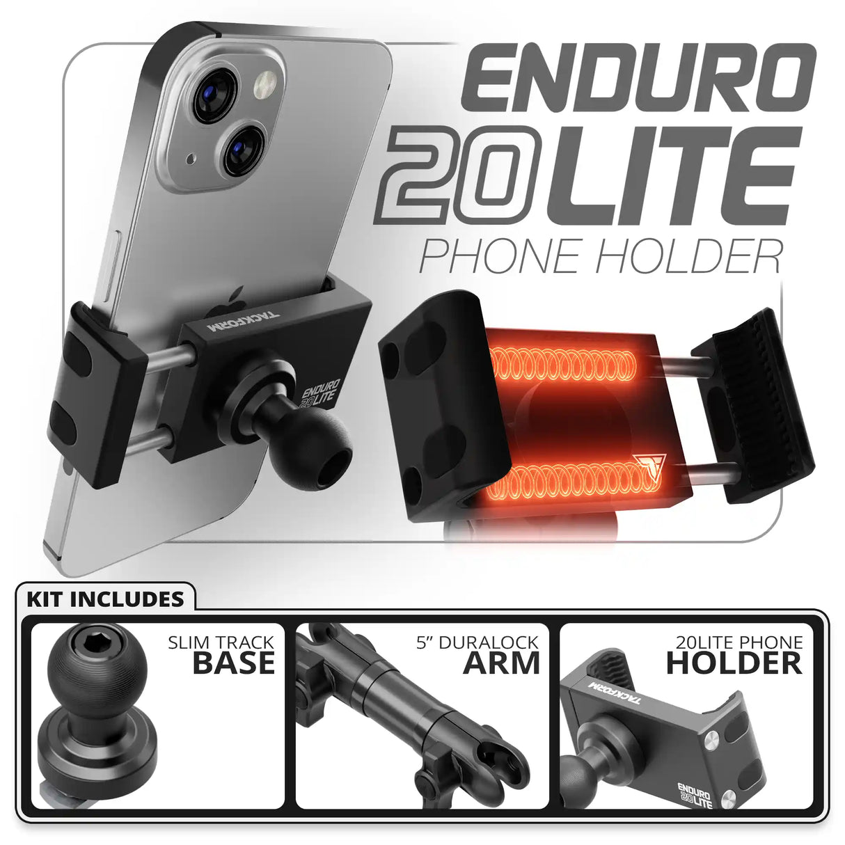 20LITE Phone Holder  | Slim Track Base | 5" DuraLock Arm
