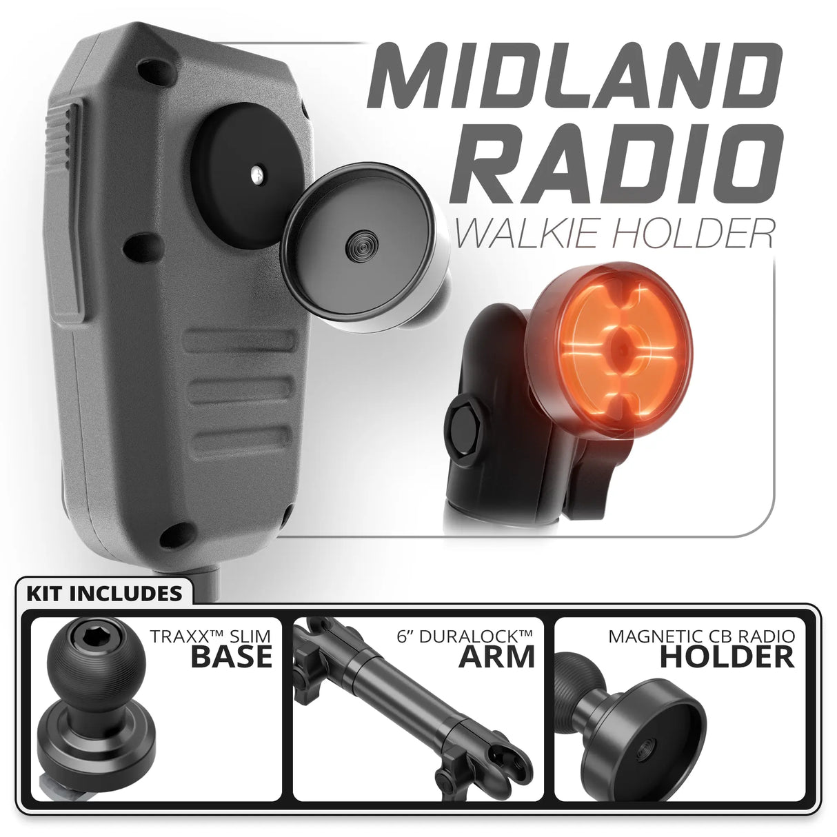 Midland MXT275 & MXT575 | Slim Track Base | 6" DuraLock Arm