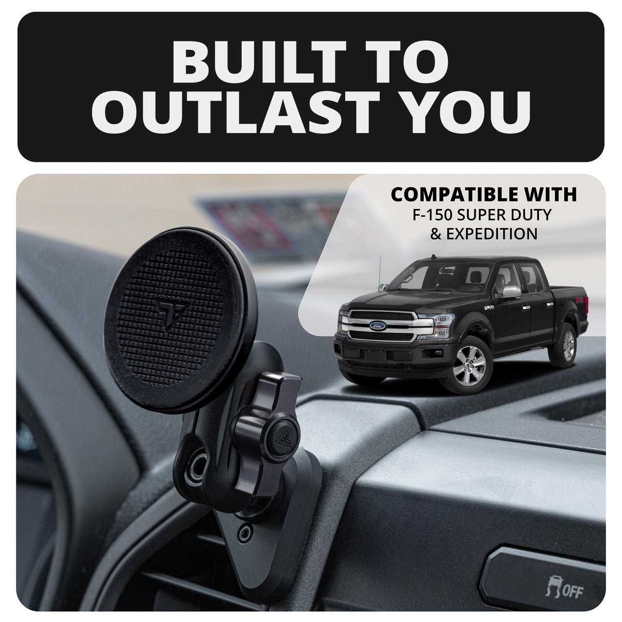 ‘15-‘20 Ford F-150, ‘17-‘22 Super Duty, ‘18-‘21 Expedition LINK™ Vent Mount Bracket With MagSafe Phone Holder | 2" Arm | (See Compatibility Info For Year/Trim Details)