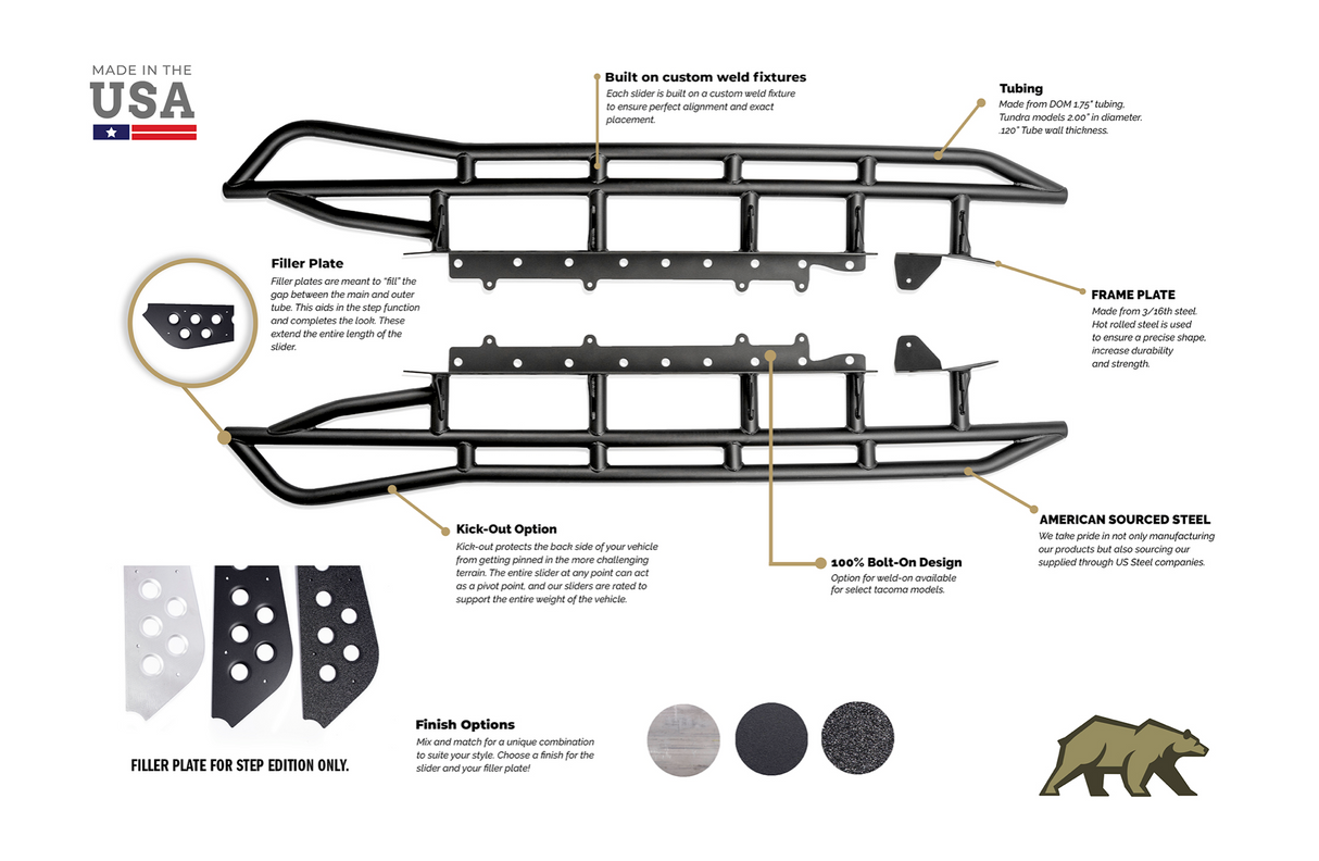 2010-2022 TOYOTA 4RUNNER TRAIL EDITION BOLT ON ROCK SLIDERS