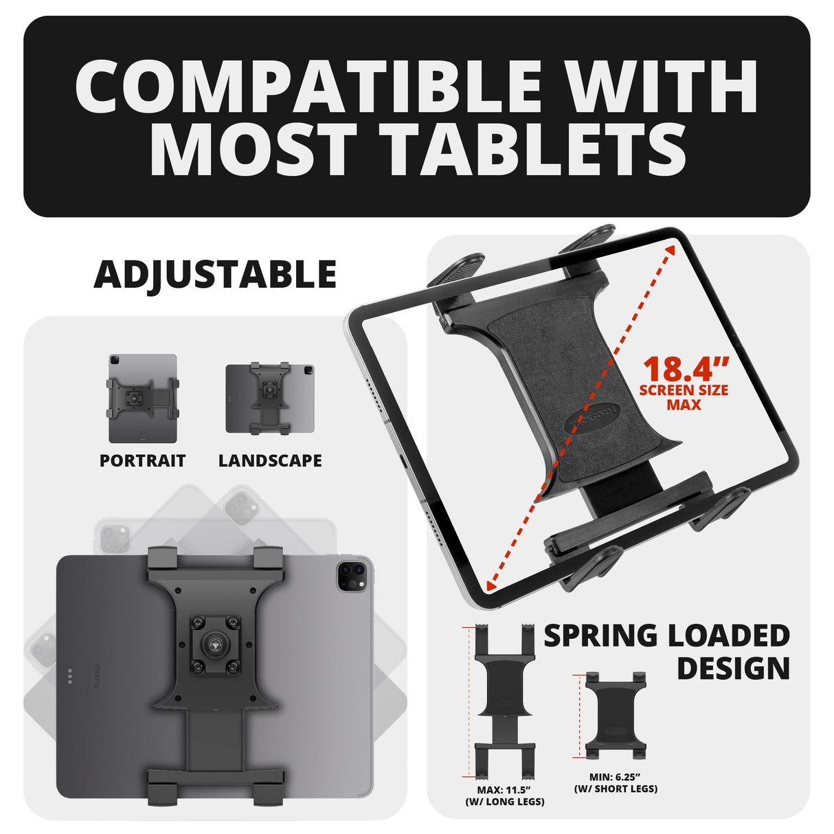 2016-2023 Toyota Tacoma Tackform Slim Track Dash Bracket With Tablet Mount