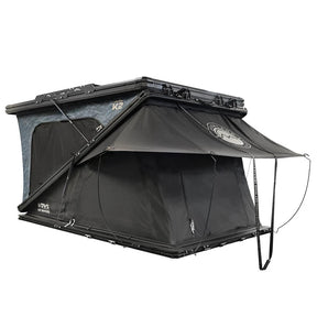 OVS XD K2 Dual Action Clam Shell 2 Person Aluminum Hard Shell Roof Top Tent Blue Body & Black Rainfly hard shell rooftop tent for overlanding