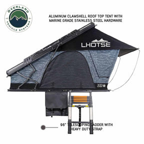 OVS XD Lhotse 2 Person Clam Shell Aluminum Hard Shell Roof Top Tent Blue Body & Black Rainfly hard shell rooftop tent for overlanding