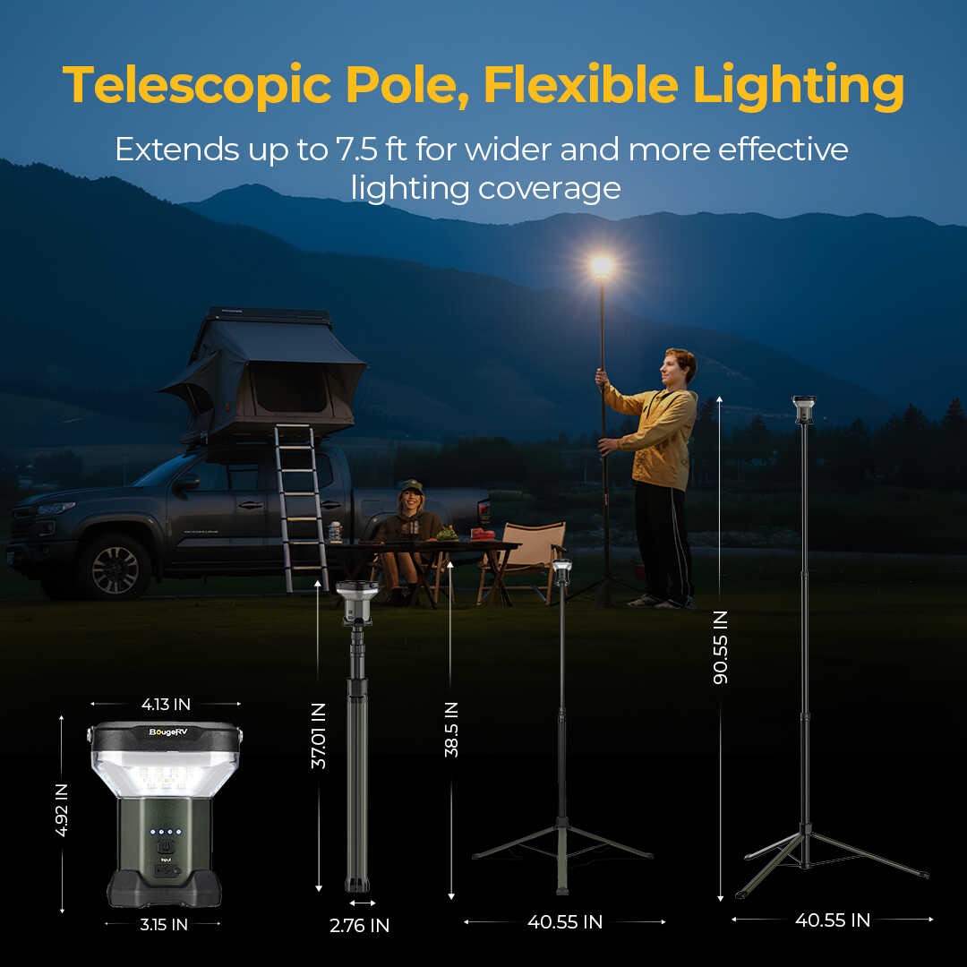 BougeRV CL03 rechargeable telescoping campsite area light feature image 3