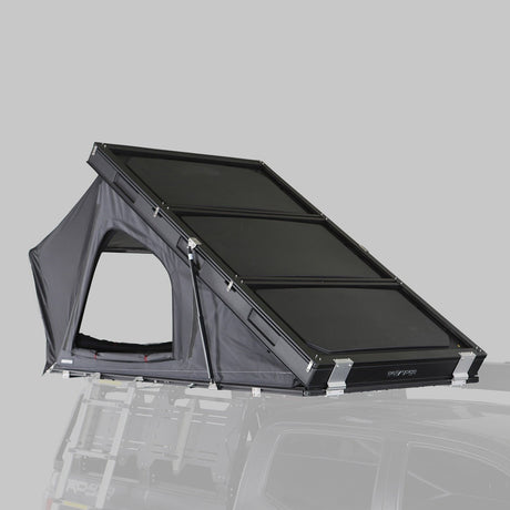 iKamper BDV Duo low profile wedge rooftop tent open on truck