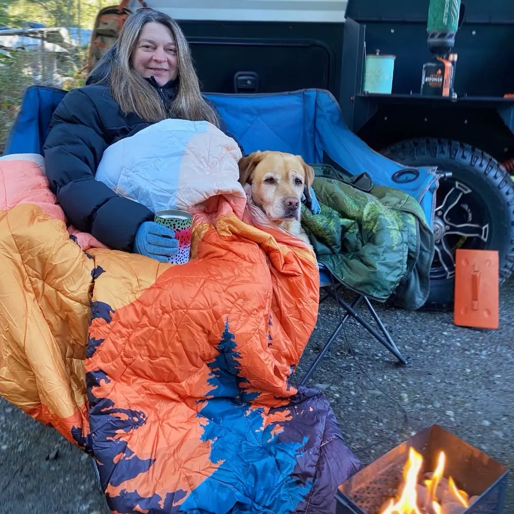 Reversible Packable Blanket + Poncho- Nature