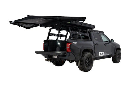 Free Spirit Recreation FSR 180 Tailgate Awning on Toyota Tacoma overland truck