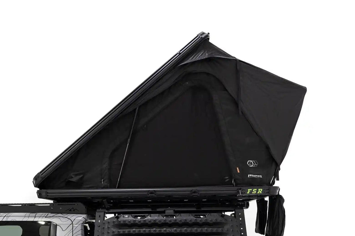 Free Spirit Recreation FSR Aspen Pro Standard hard shell rooftop tent on truck bed rack