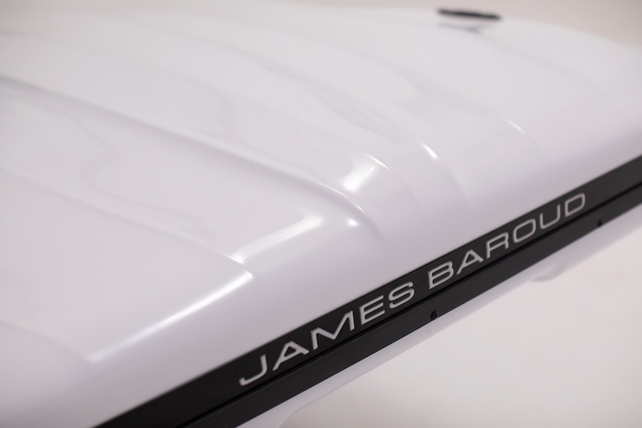 James Baroud Odyssey white hard shell rooftop tent shell close up
