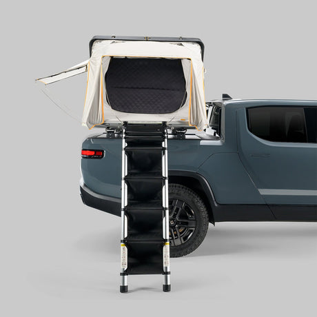 Rivian R1T with iKamper Skycamp 4.0 DLX Duo rooftop tent and HC Staircase ladder