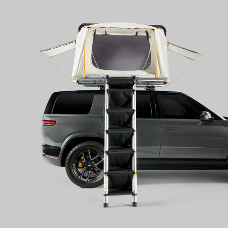 Rivian R1S with iKamper Skycamp 4.0 DLX Trio rooftop tent and HC Staircase ladder