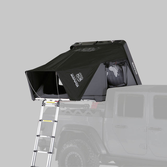 iKamper Skycamp 3.0 Mini Rocky Black hard shell rooftop tent on Jeep Gladiator