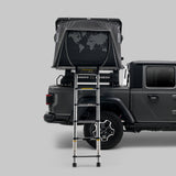 iKamper Skycamp 4.0 Duo compact rooftop tent open on Jeep Gladiator bed rack