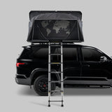 iKamper Skycamp 4.0 Quad hard shell rooftop tent open on black SUV