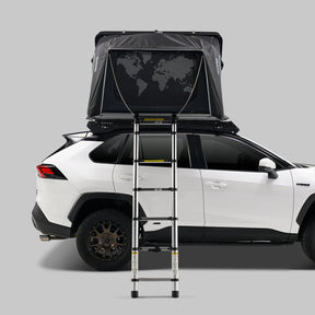 iKamper Skycamp 4.0 Trio hard shell rooftop tent open on white SUV