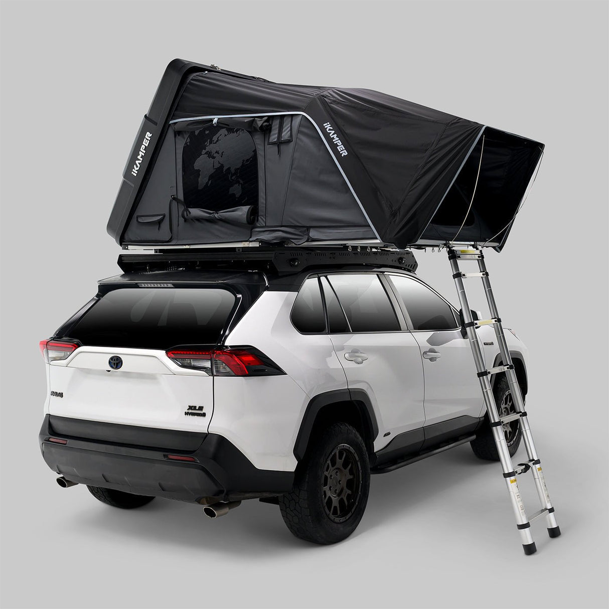 iKamper Skycamp 4.0 Trio rooftop tent rear three quarter view