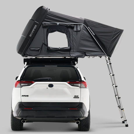 iKamper Skycamp 4.0 Trio rear view open rooftop tent on SUV