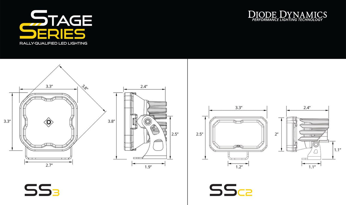 Diode Dynamics Stage Series Backlit Ditch Light Kit: Toyota Tacoma (16-20)
